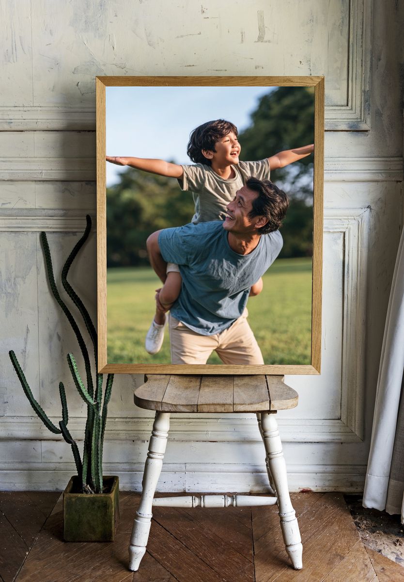 Father and Child Joyful Play Poster. — room view 1