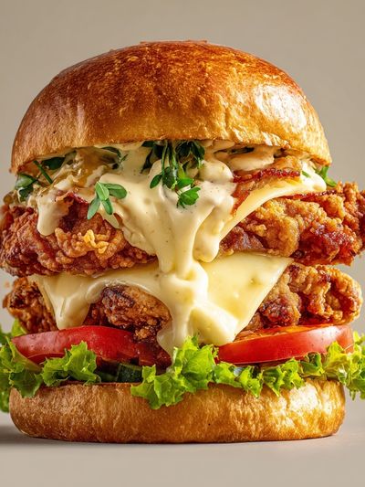 Gourmet Fried Chicken Burger Poster.