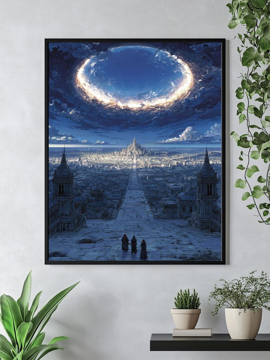 Fantasy Cityscape — Digital Art Print. — room view 4