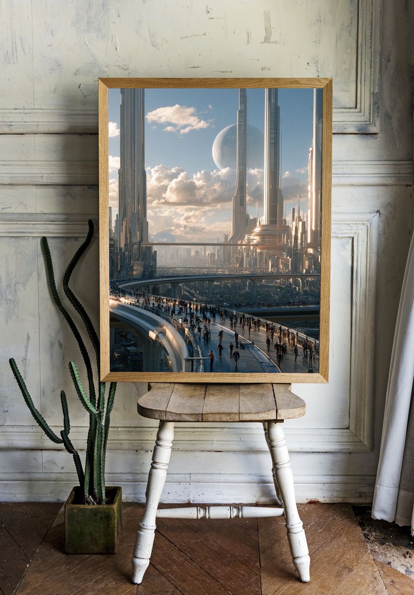 Futuristic Cityscape Photography Poster. — room view 1
