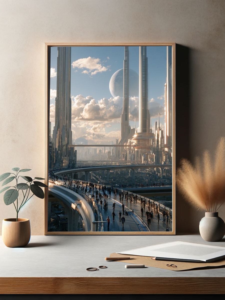 Futuristic Cityscape Photography Poster. — room view 2