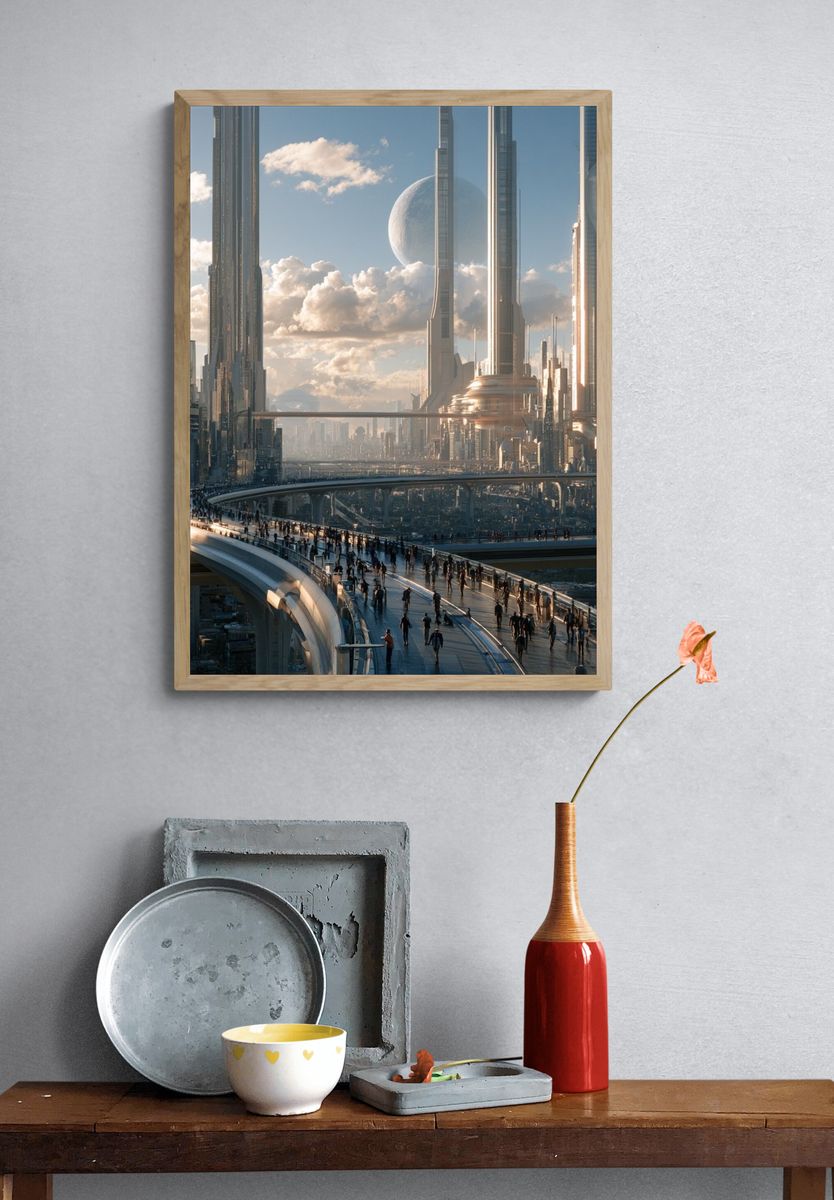 Futuristic Cityscape Photography Poster. — room view 3