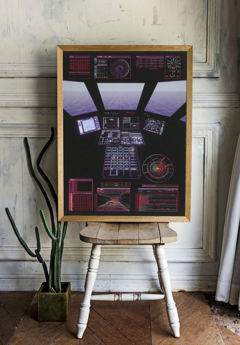 Futuristic Control Panel — Retro Print. — room view 1