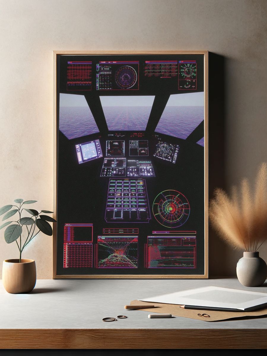 Futuristic Control Panel — Retro Print. — room view 2