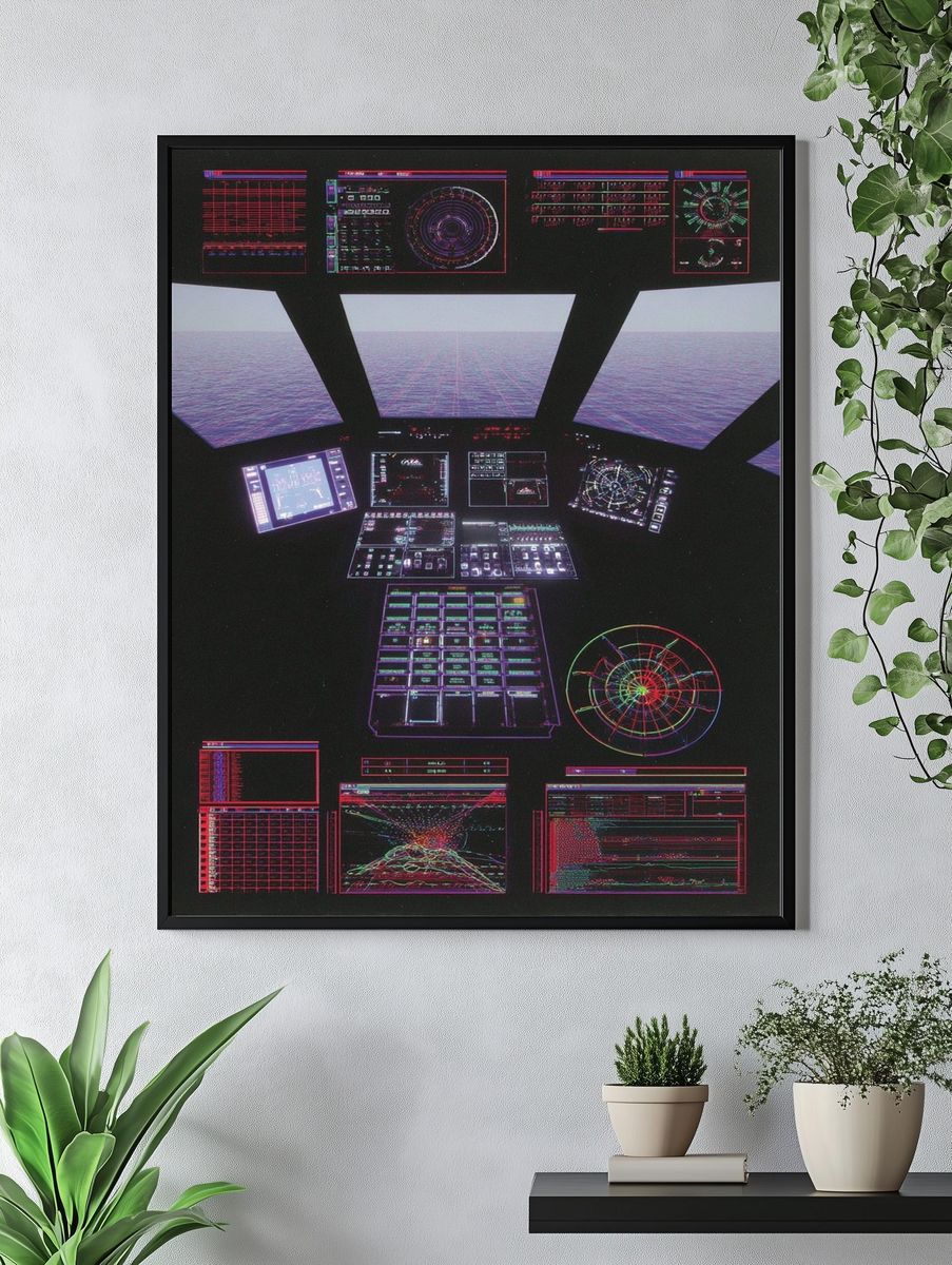 Futuristic Control Panel — Retro Print. — room view 4
