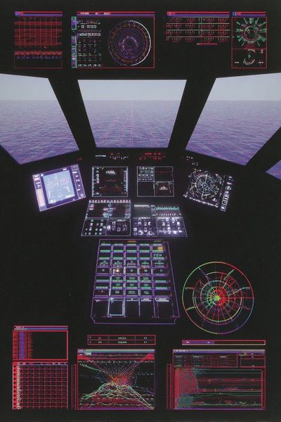 Futuristic Control Panel — Retro Print