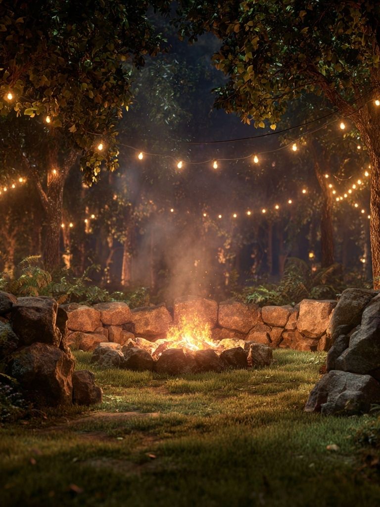 Forest Campfire Night Photography Poster. poster detail