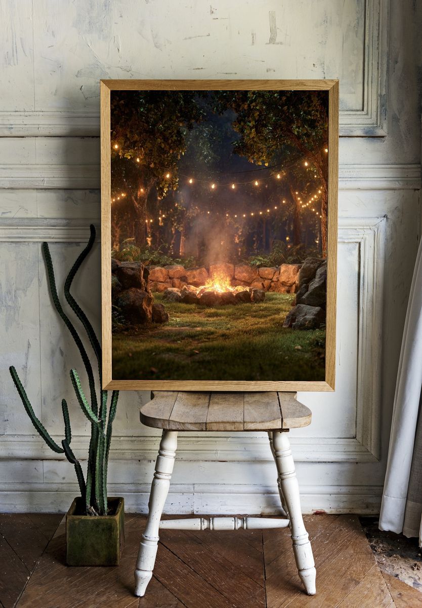 Forest Campfire Night Photography Poster. room preview