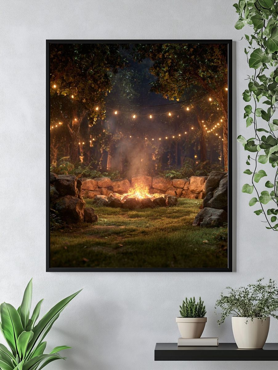 Forest Campfire Night Photography Poster. — room view 4