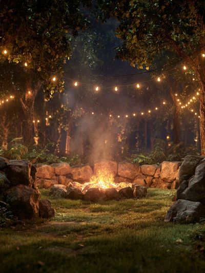 Forest Campfire Night Photography Poster. poster