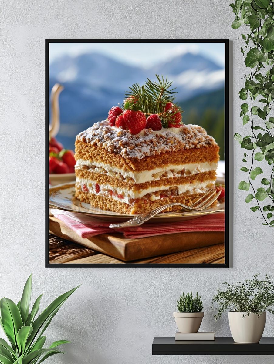 Festive Strawberry Cake Photography Poster. — room view 4