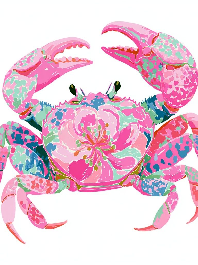 Floral Crab Illustration Poster. poster — illustration art