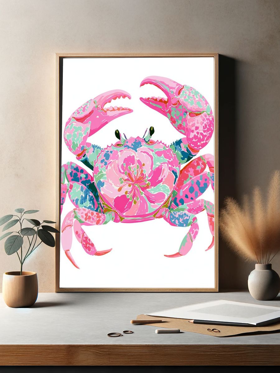 Floral Crab Illustration Poster. — room view 2