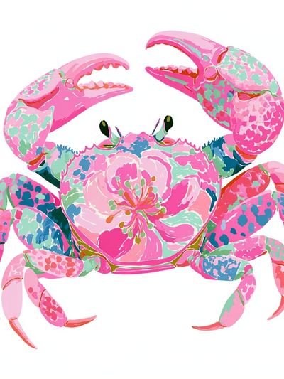 Floral Crab Illustration Poster. poster print