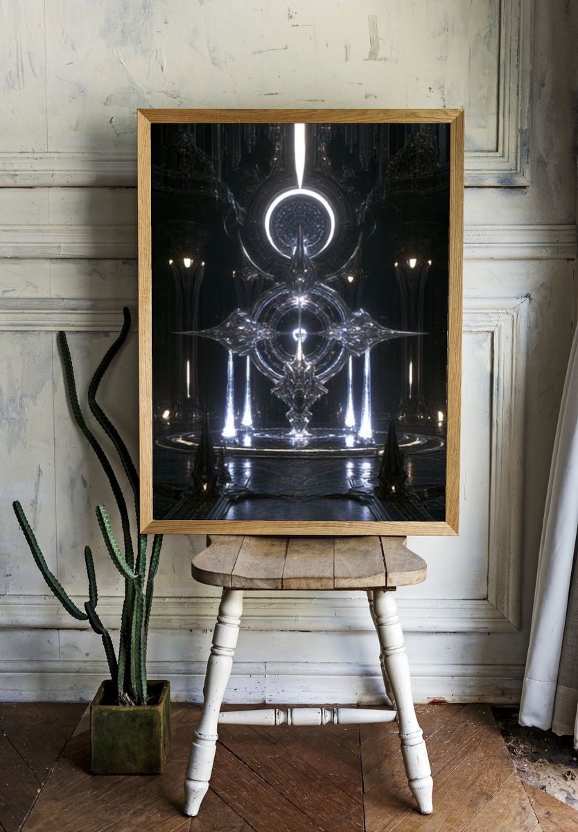 Futuristic Crystal Shrine Poster. — room view 1