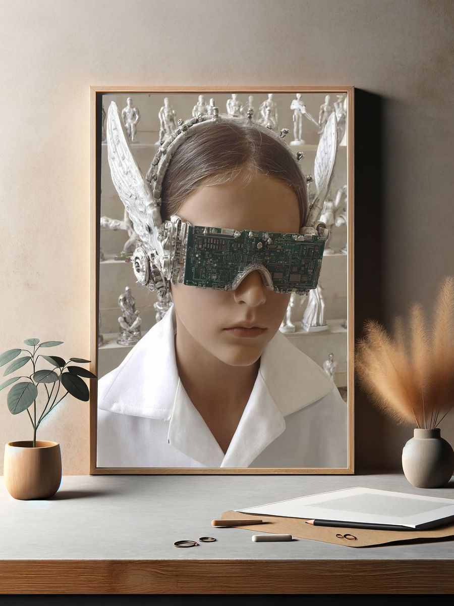 Futuristic Child with Circuit Glasses — Fine Art Print. — room view 2