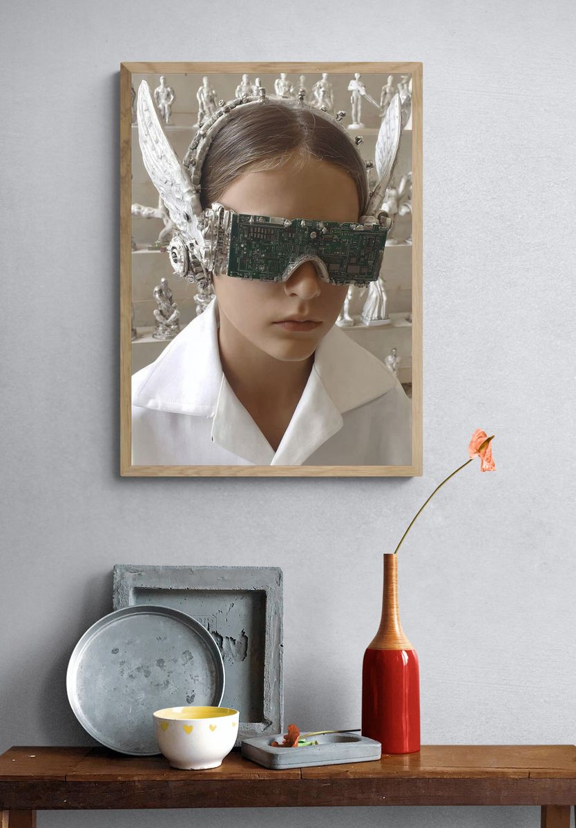 Futuristic Child with Circuit Glasses — Fine Art Print. — room view 3