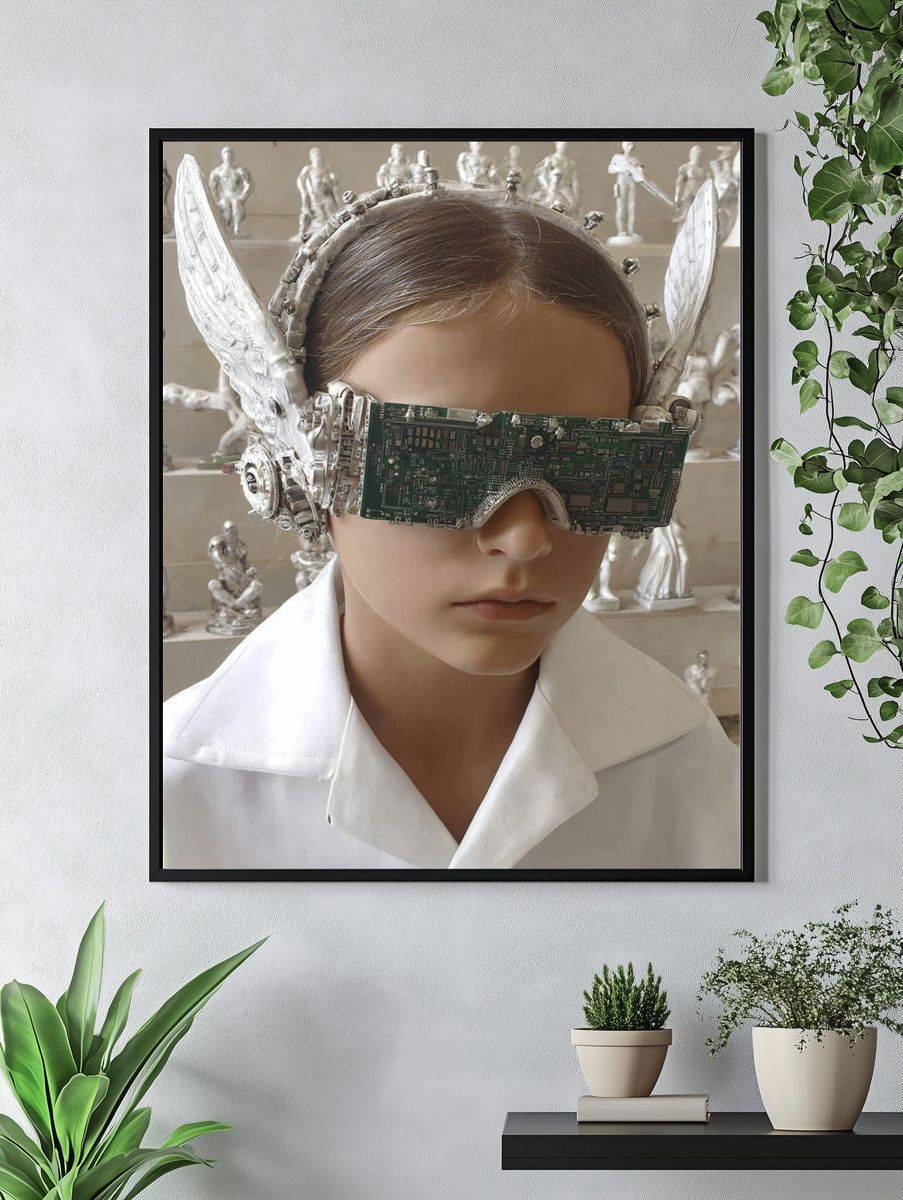 Futuristic Child with Circuit Glasses — Fine Art Print. — room view 4