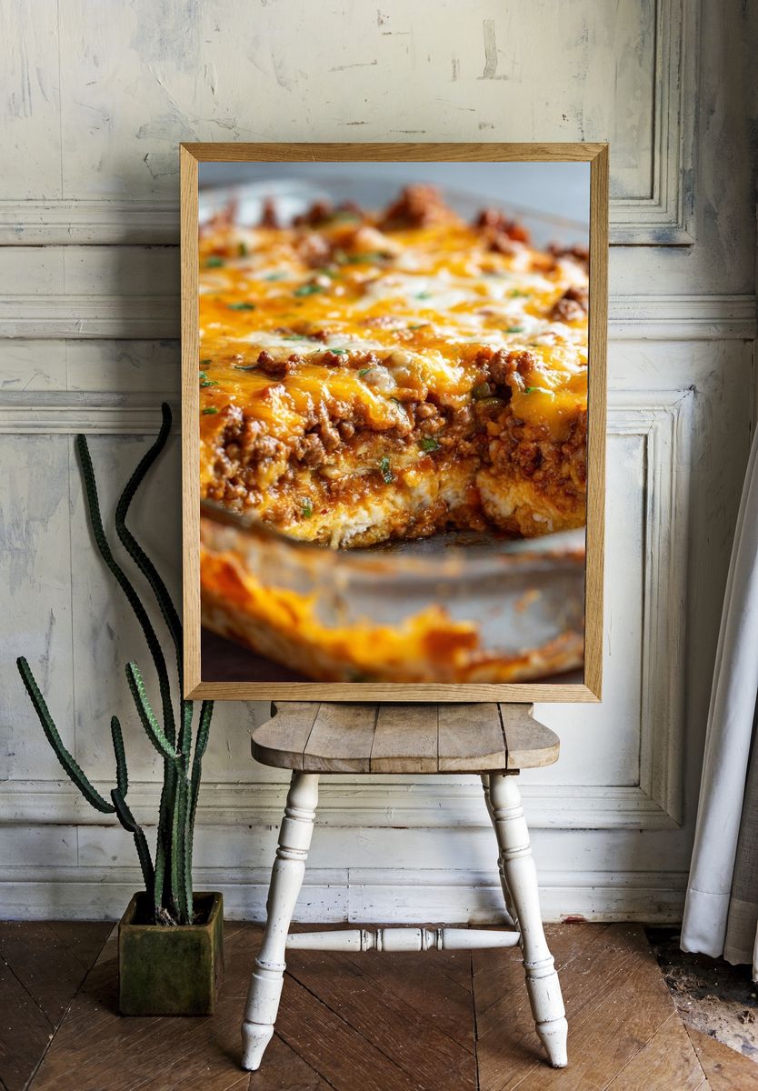 Delicious Cheesy Lasagna Poster. — room view 1