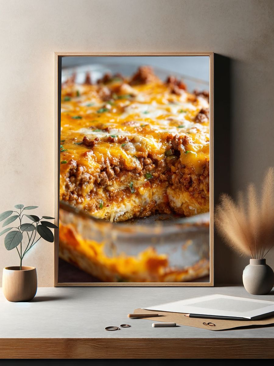 Delicious Cheesy Lasagna Poster. — room view 2