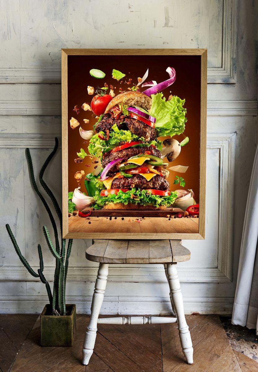 Gourmet Burger Food-Drink Poster. — room view 1
