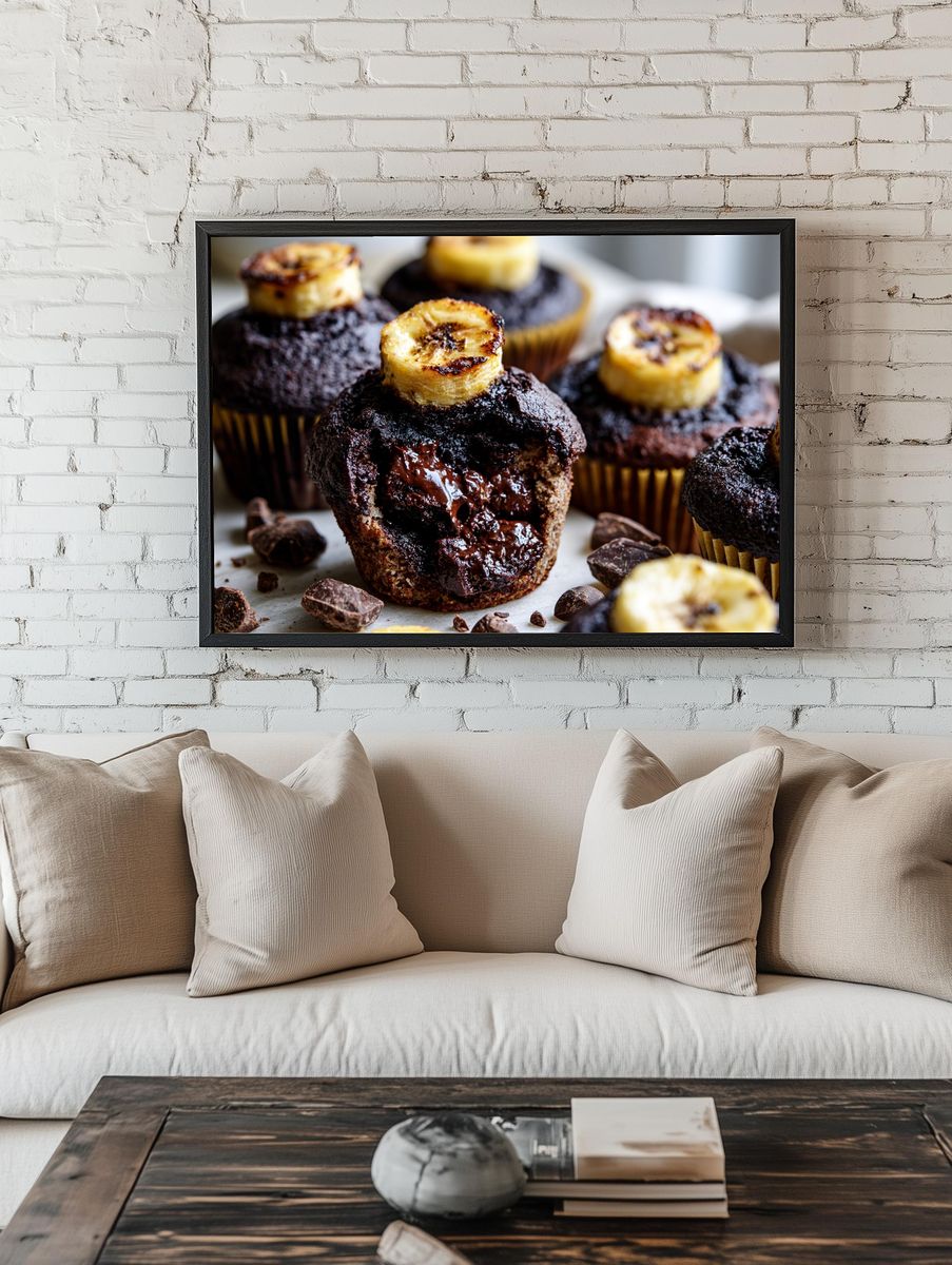 Chocolate Banana Muffins Food Poster. room preview
