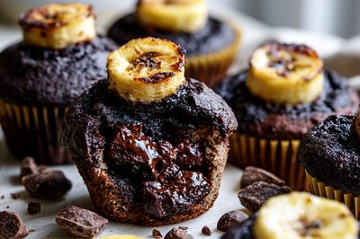 Chocolate Banana Muffins Food Poster.