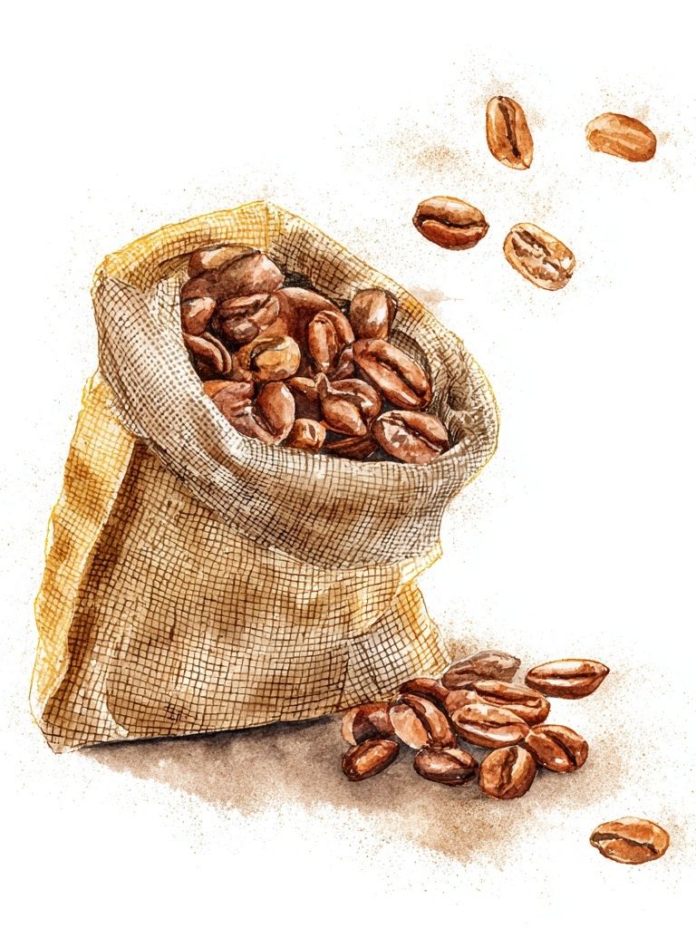 Coffee Beans Watercolor Print. poster — food-drink art