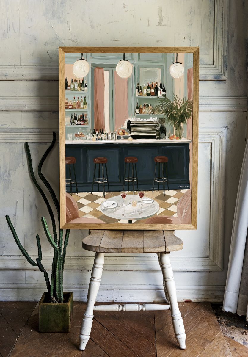Elegant Cocktail Bar Interior Print. room preview