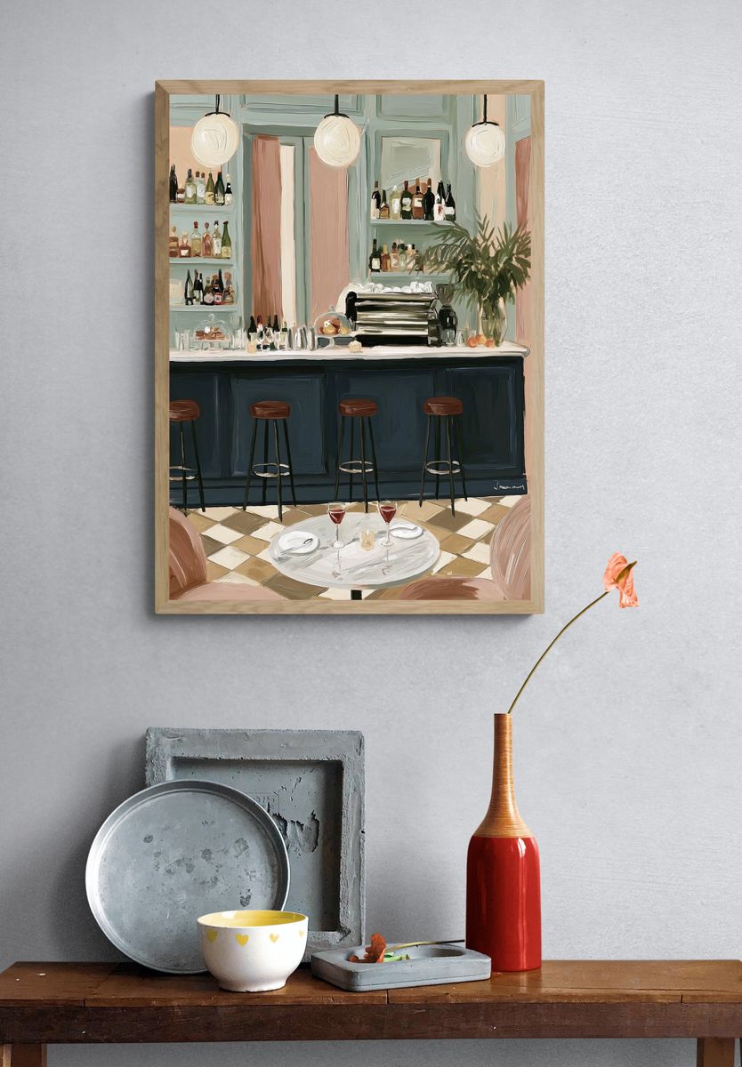 Elegant Cocktail Bar Interior Print. — room view 3