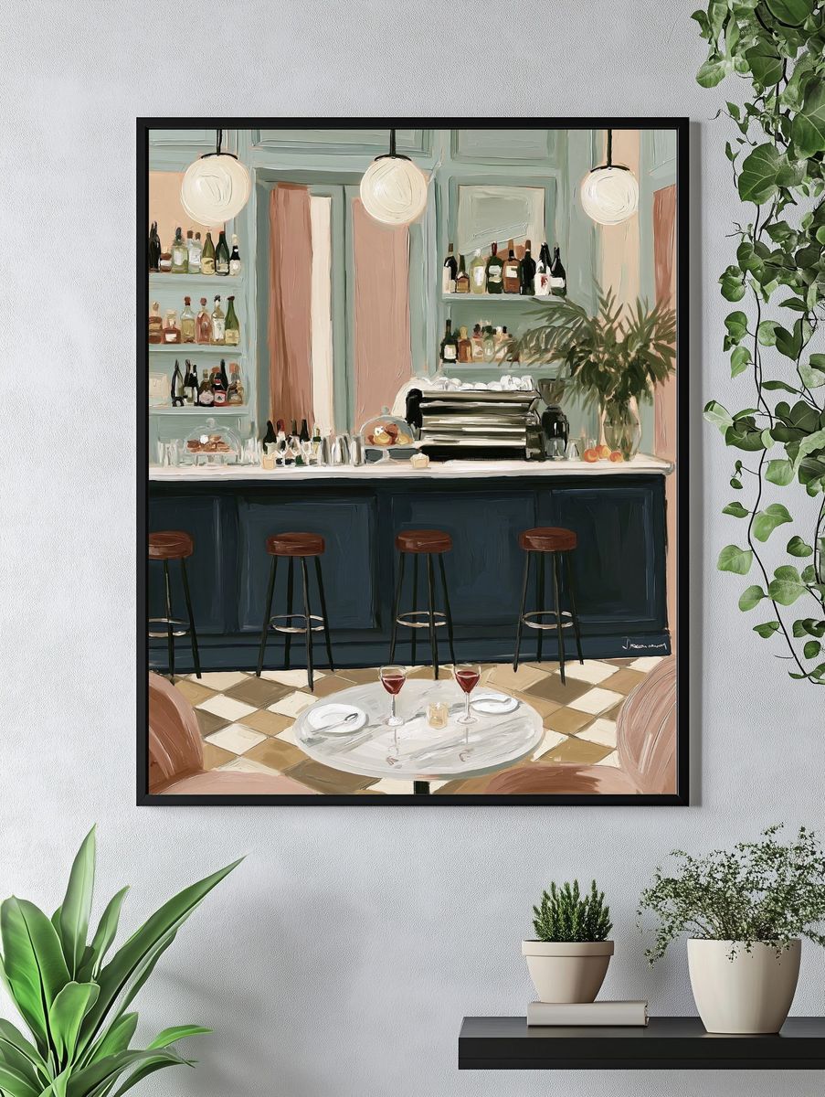 Elegant Cocktail Bar Interior Print. — room view 4