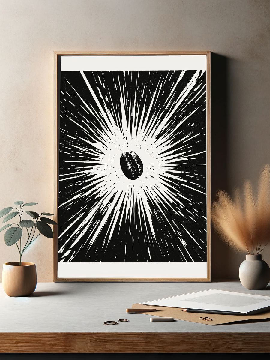 Coffee Bean Burst Typography Print. — room view 2