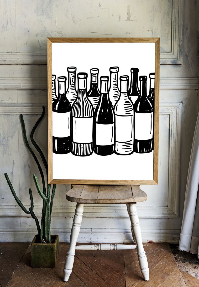 Wine Bottles Illustration Poster. room preview