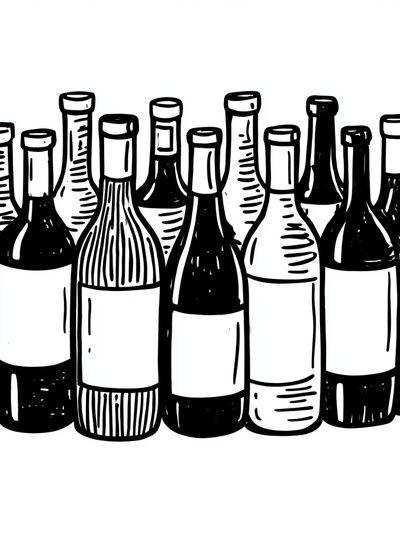 Wine Bottles Illustration Poster.