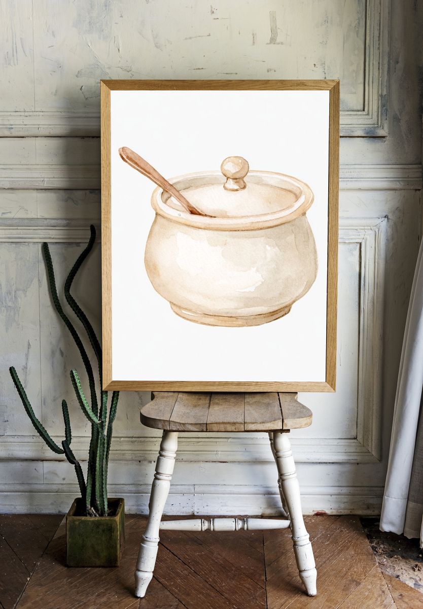 Ceramic Sugar Bowl Watercolor Poster. room preview