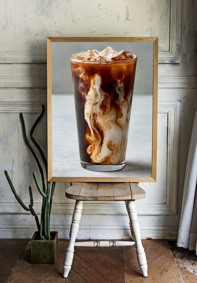 Iced Coffee Swirl Photography Poster. room preview