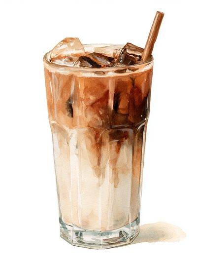 Iced Coffee Watercolor Print. poster