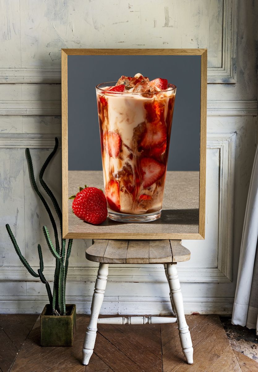 Strawberry Iced Coffee Poster. room preview