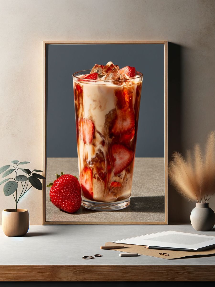 Strawberry Iced Coffee Poster. — room view 2