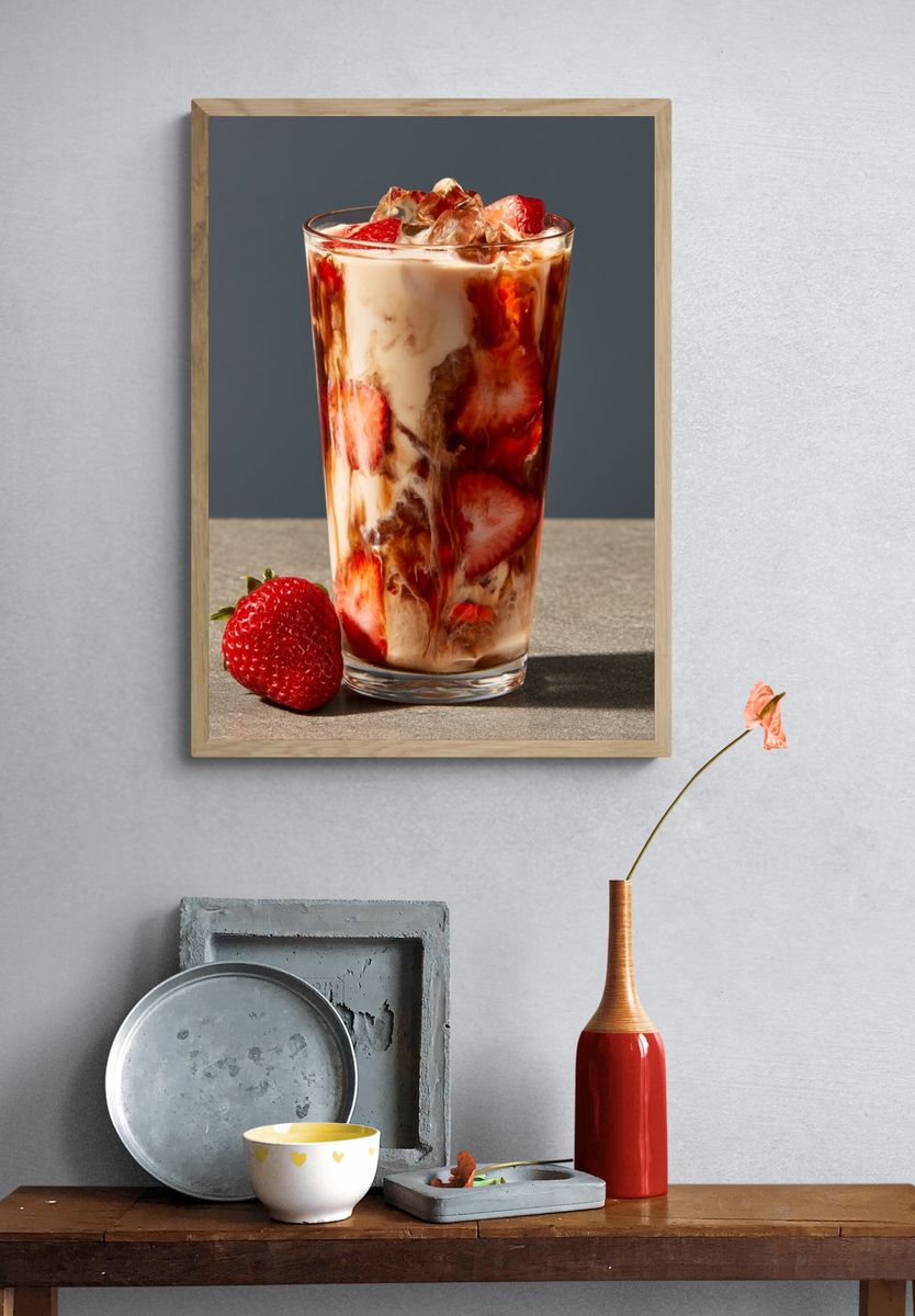 Strawberry Iced Coffee Poster. — room view 3