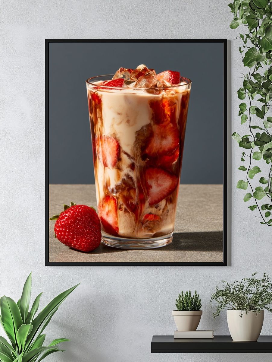 Strawberry Iced Coffee Poster. — room view 4