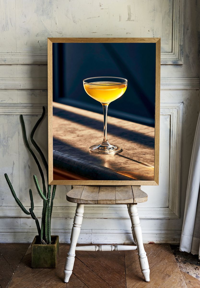 Golden Cocktail Glass Photography Poster. room preview