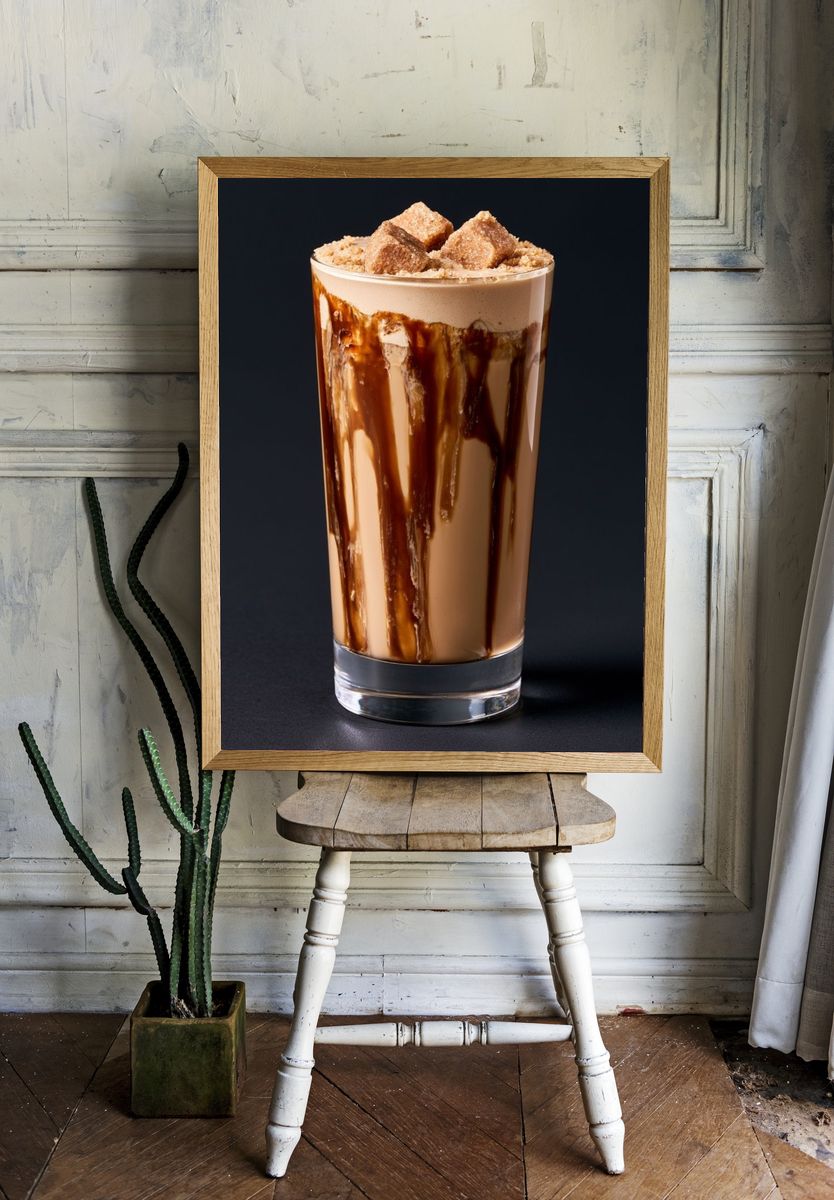 Caramel Iced Coffee Photography Poster. room preview