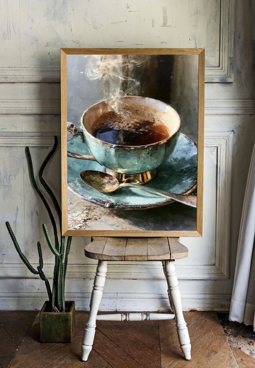 Steaming Coffee Cup — Fine-Art Print. room preview