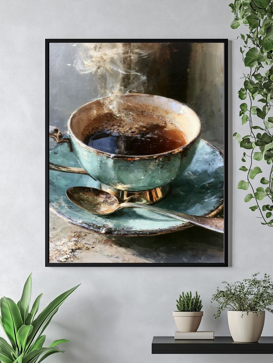 Steaming Coffee Cup — Fine-Art Print. — room view 4