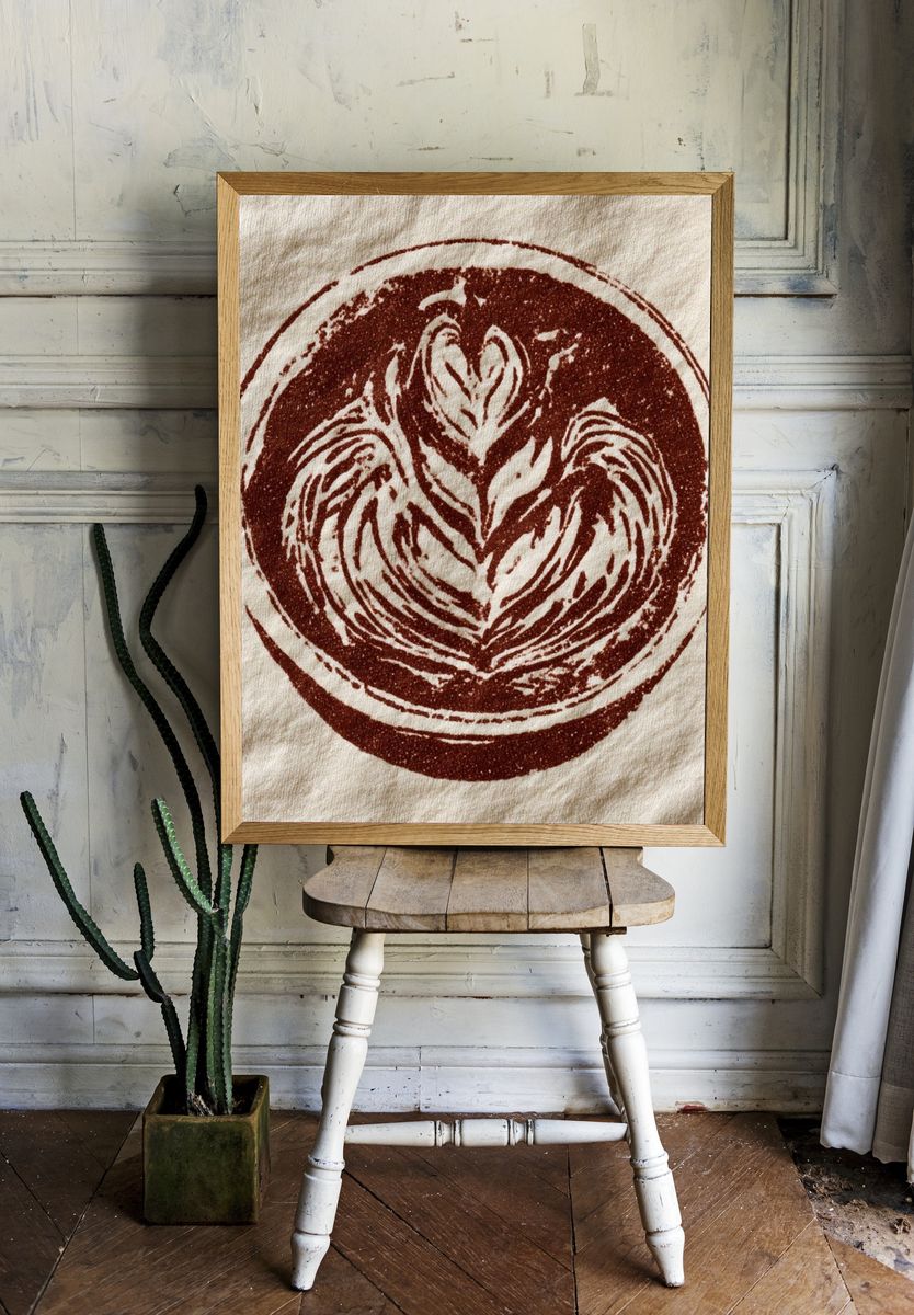 Coffee Heart Latte Art Print. room preview