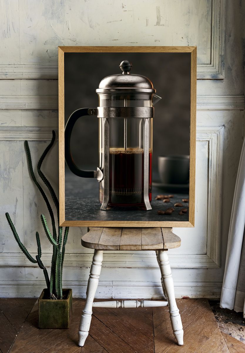 French Press Coffee Still Life Poster. room preview