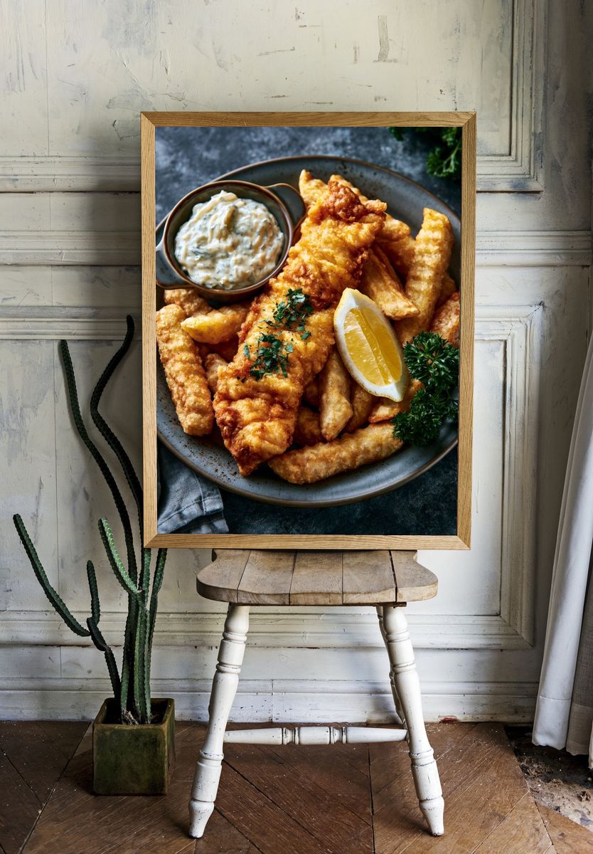 Fish and Chips Food Photography Poster. room preview