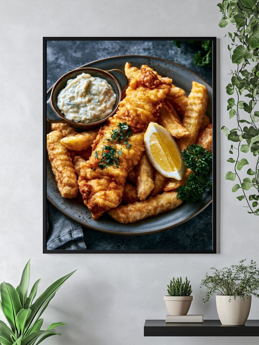 Fish and Chips Food Photography Poster. — room view 4