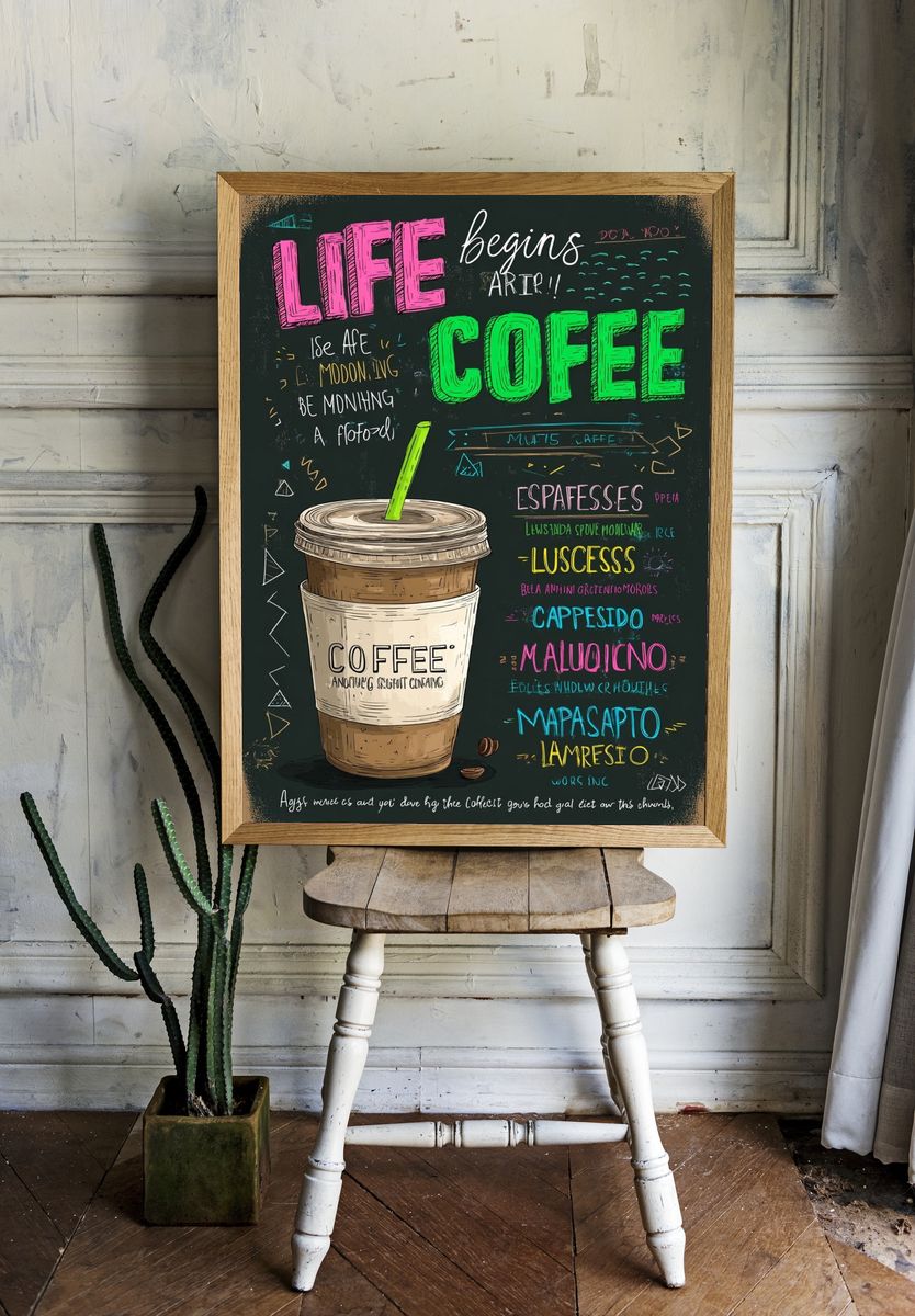 Coffee Life Begins Poster. room preview
